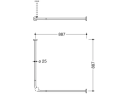 HEWI stang til dusjforheng 887x887 mm, børstet stål