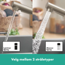 Hansgrohe Zesis M33 Kjøkkenarmatur Uttrekkbar tut, 2jet, sBox, Børstet stål