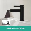 Hansgrohe Finoris 1-greps Servantbatteri Med bunnventil, Sort Matt