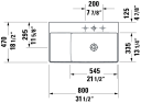 Duravit DuraSquare Møbelservant 800x470 mm, 1 bl.hull, u/o.l, Hvit m/WG