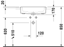 Duravit Vero Servant for frembygging 550x470 mm, u/bl.hull, m/overløp, Hvit