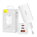 Baseus GaN5 Pro Vegglader 65W med 2xUSB-C + 1xUSB-A Hvit