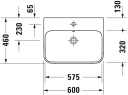 Duravit Happy D.2 Plus Servant 600x460 mm, u/bl. hull. Hvit