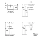 V&B Subway 2.0 Vegghengt servant 450x370 mm, 1 bl.hull, m/overløp, Hvit