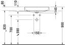 Duravit DuraSquare Toppmontert servant 600x470 mm, u/ blanderhull, Wondergliss