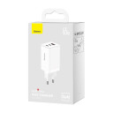 Baseus GaN5 Pro Vegglader 65W med 2xUSB-C + 1xUSB-A Hvit