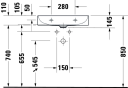 Duravit DuraSquare Toppmontert servant 600x400 mm, u/bl.hull, u/o.l, Hvit m/WG