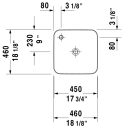 Duravit Cape Cod Toppmontert servant 460x460 mm, 1 bl.hull, u/overløp, Hvit