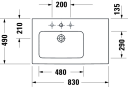 Duravit Me By Starck Møbelservant 830x490 mm, 1 bl.hull, m/o.l, Hvit m/WG