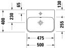 Duravit Happy D.2 Plus Toppmontert serv. 500x400 mm, u/bl.hull, m/overløp, Hvit