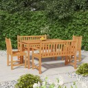 vidaXL Hagespisegruppe 5 deler heltre teak