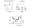 V&B O.novo vegghengt bidé 360x560, Hvit med CeramicPlus