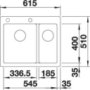 Blanco Pleon 6 Split, Silgranit 615x510 mm, Lavagrå