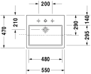 Duravit Vero Servant for frembygging 550x470 mm, u/bl.hull, m/o.l, Hvit m/WG