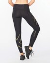 2xu Light Speed Mid-Rise Compression Tights Dame Black/Gold Reflective S