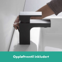 Hansgrohe Vernis Servantbatteri 70 Med bunnventil, Sort Matt