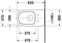 Duravit DuraStyle Vegghengt toalett 370x620 mm, Rimless, Hvit m/HG