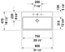 Duravit Vero Air Møbelservant 800x470 mm, u/bl.hull, m/overløp, Hvit