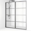 Macro Design Empire Nisjedusj Swing - med Gunmetal Profil / 95+78cm Klart Glass