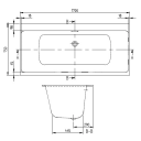 V&B Subway 3.0 Badekar for innbygging 1700x750 mm, Hvit