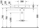 Duravit DuraSquare Toppmontert servant 600x470 mm, uten blanderhull, WG