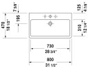 Duravit Vero Toppmontert Servant 800x470 mm, u/bl.hull, u/overløp, Hvit