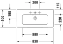 Duravit Me By Starck Compact Møbelser. 830x400 mm, u/bl.hull, m/overløp, Hvit