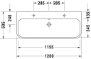 Duravit Happy D.2 Møbelservant 1200x505 mm, 1 bl.hull, m/o.l, Hvit m/WG