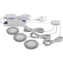 Nordtronic Linea spot 3-kit, 2,3W LED 2700K - børstet aluminium