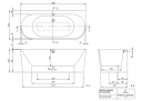 V&B Oberon 2.0  Back to wall badekar 1800x800 mm. Produsert i Quaryl