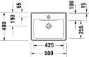 Duravit D-Neo Møbelservant 500x400 mm, 1 bl.hull, m/o.l, Hvit m/WG