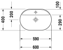 Duravit Luv Toppmontert servant 600x400 mm, 1 bl.hull, u/o.l, Grå m/WG