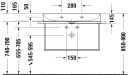 Duravit DuraSquare Møbelservant 800x470 mm, m/1 blanderhull, Wondergliss