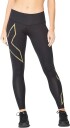 2xu Light Speed Mid-Rise Compression Tights Dame Black/Gold Reflective XS