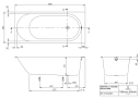 VILLEROY & BOCH OBERON 2.0 SOLO BADEKAR 180X80 FOR INNBYGGING HVIT ALPIN M/AVLØPSSETT I HVIT/KROM