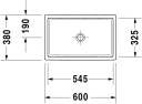 Duravit Vero Air Toppmontert servant 600x380 mm, u/bl.hull, u/o.l, Hvit m/WG