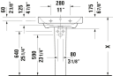 Duravit No.1 Vegghengt Servant 650x460 mm, 1 bl.hull, m/o.l, Hvit