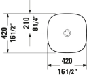 Duravit Zencha Toppmontert servant 420x420 mm, u/bl.hull, u/o.l, Hvit