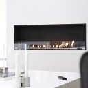 Decoflame Montreal 1200 biopeisinnsats med Denver F3 brenner og et glass  rett vegg