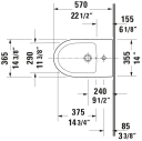 Duravit No.1 Gulvstående Bidet 365x570 mm, 1 bl.hull, m/o.l, Hvit