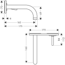 Axor Uno 2-hulls Servantbatteri Tutlengde 165 mm, Krom