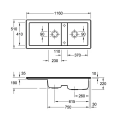 V&B Subway 80 Kjøkkenkum 1160x510 mm, m/oppl., Timber m/C+