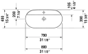 Duravit Luv Toppmontert servant 800x400 mm, 1 bl.hull, u/o.l, Hvit m/WG