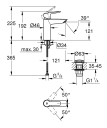 GROHE START M SERVANTBATTERI M/POP-UP MATT SORT