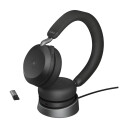 Jabra Evolve2 75 Link380a Ms + Bordstativ Hodesett Usb-a Via Bluetooth-adapter Microsoft Teams Stereo Svart