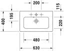 Duravit Me By Starck Compact Møbelser. 630x400 mm, u/bl.hull, m/overløp, Hvit