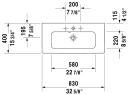 Duravit Me By Starck Compact Møbelser. 830x400 mm, 1 bl.hull, m/o.l, Hvit m/WG