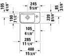 Duravit ME by Starck Vegghengt servant 400x220 mm, 1 bl.hull, u/o.l, Hvit m/WG