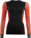 Aclima Women's WoolNet Hybrid Crew Neck XS, Jet Black/Poinciana/Capulet O.