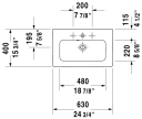 Duravit Me By Starck Compact Møbelser. 630x400 mm, u/bl.hull, m/overløp, Hvit